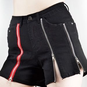Disturbia Zip Shorts Punk Goth Harajuku Killstar